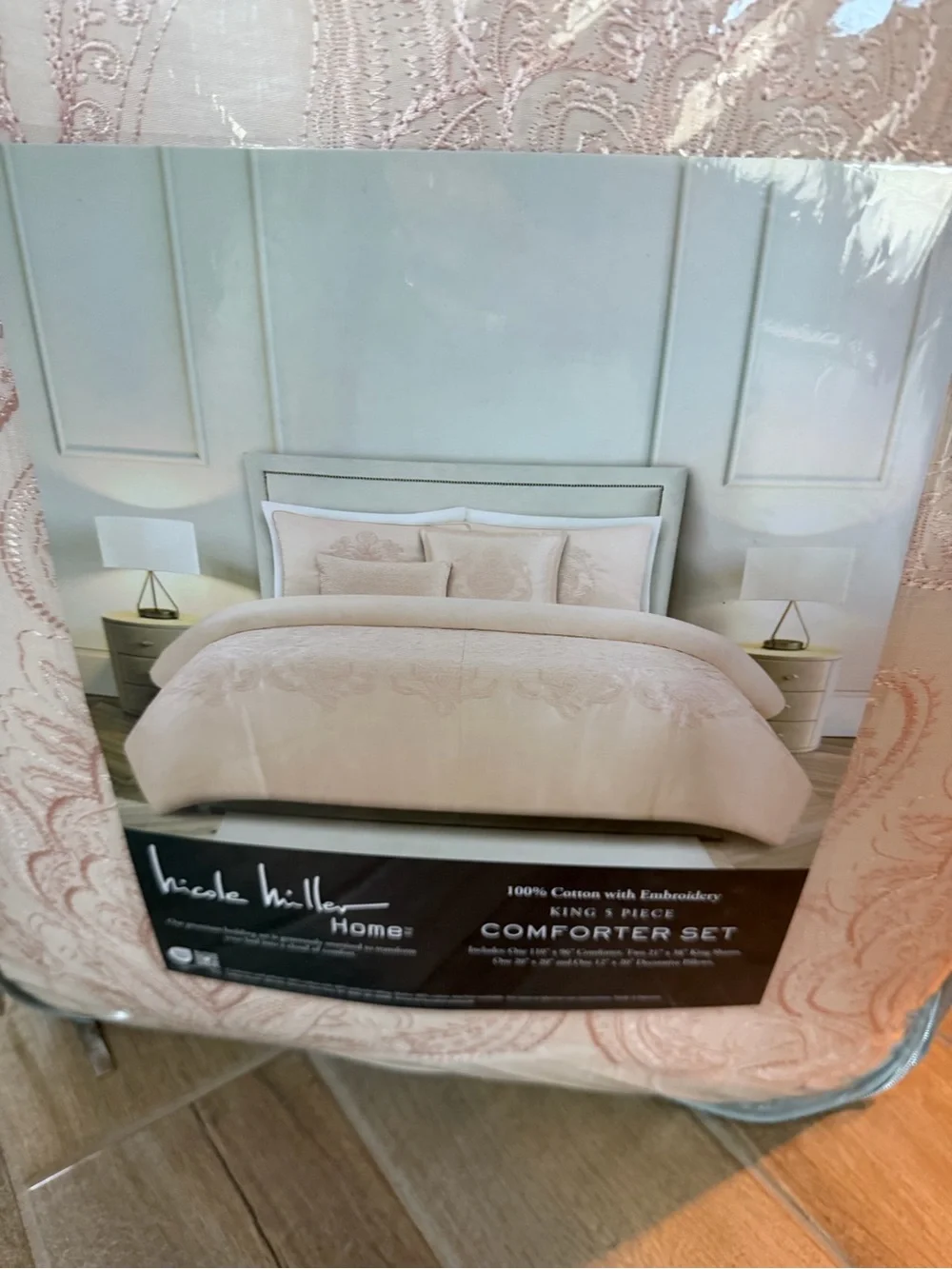 Nicole Miller Blush Embroidered Decorative Pillow